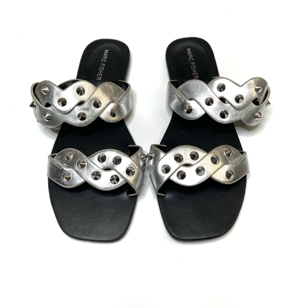 MARC FISHER Bodil Silver Studded Slide Sandal - Picture 11 of 16